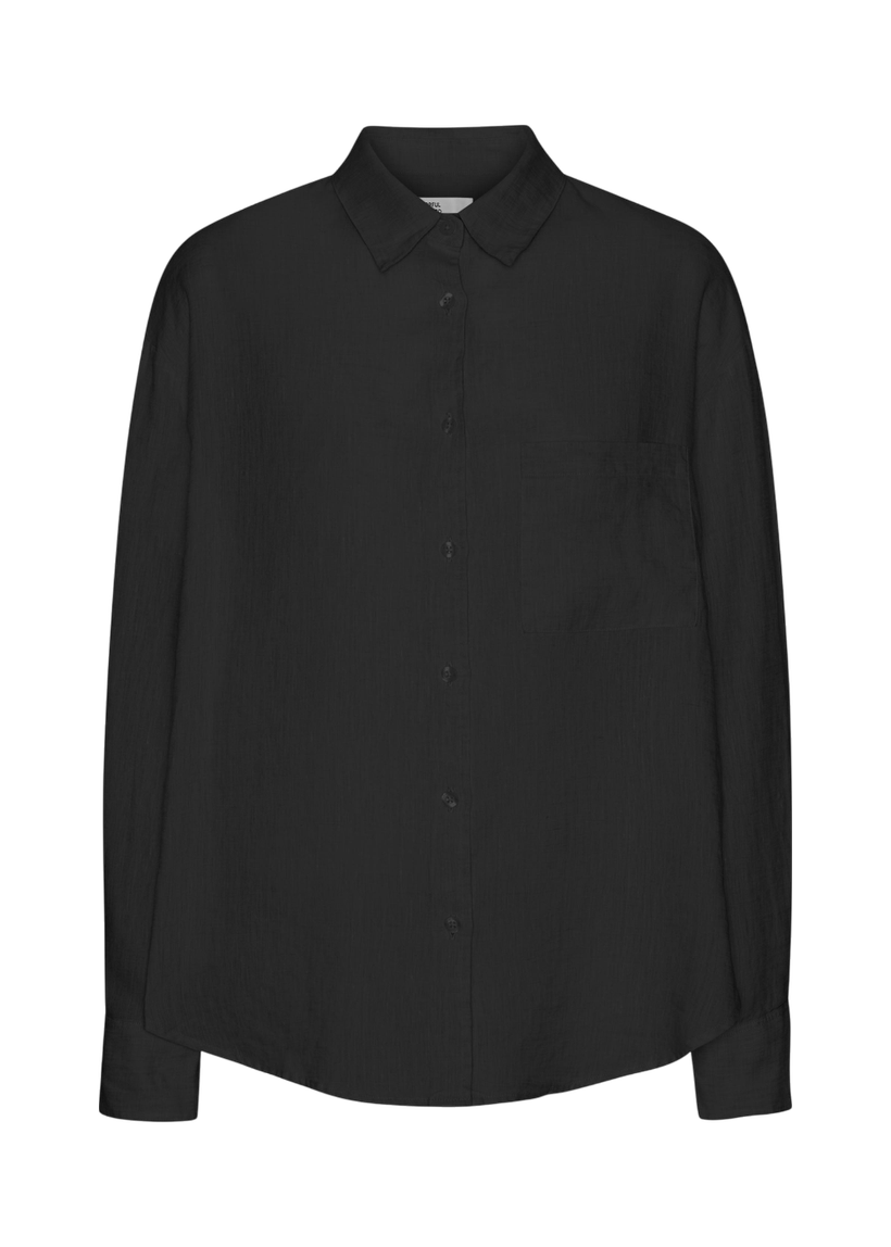 Chemise ample en lin bio | noir "organic linen oversized shirt - deep black" - Colorful Standard