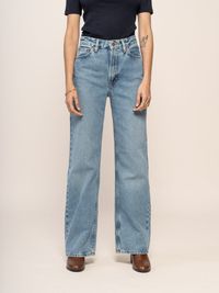 Jean droit large en coton bio | bleu délavé "clean eileen vintage dreams"