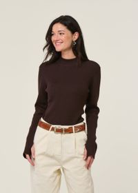 Pull côtelé en laine mérinos | marron "merino wool rib knit rws - chocolate torte"