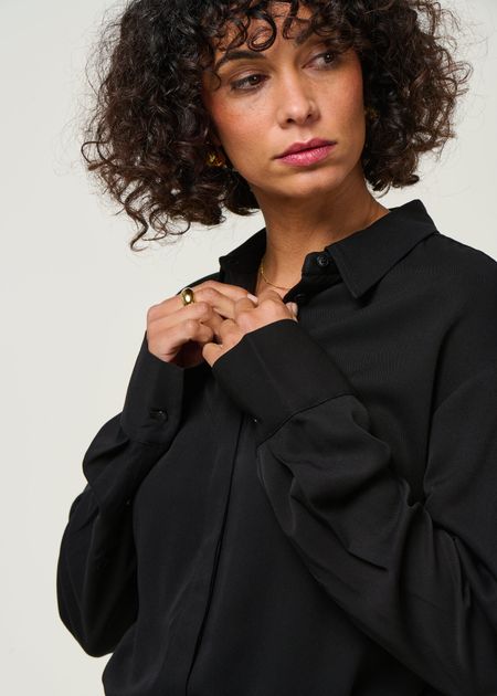 Blouse en viscose ecovero | noir "larisaana longsleeve - black" - Armedangels