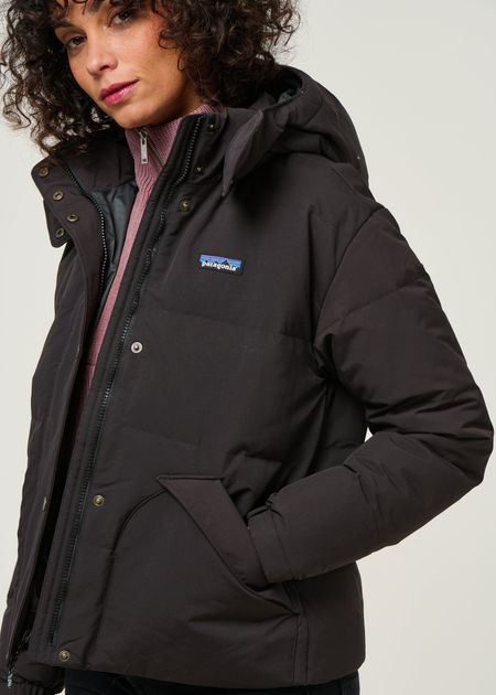 Doudoune à capuche amovible noire en recyclé - downdrift jkt black - Patagonia