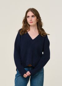 Pull col v en cachemire recyclé | bleu "manon - blu mora"