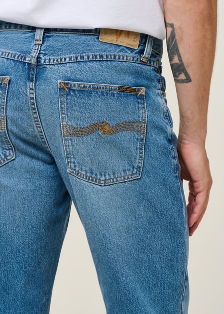 Jean droit large en coton bio | bleu délavé "rad rufus indigo blues" - Nudie Jeans