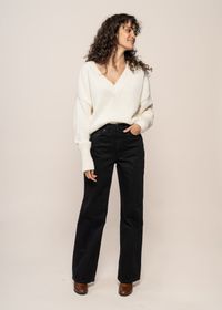 Jean large en coton biologique | noir "clean eileen smooth black""
