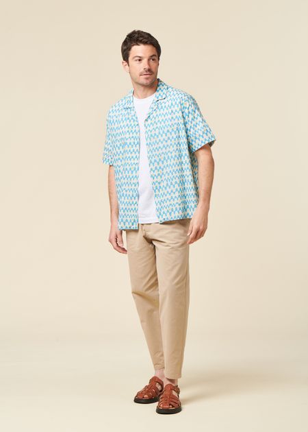 Chemise en coton biologique | bleu "sunset aloha shirt blue - blue" - Brava Fabrics