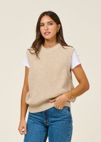 Pull sans manches en laine recyclée | écru "nimyo - fog"