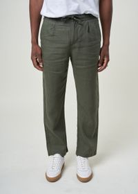 Pantalon en lin bio | vert olive "loose linen pant burned olive"