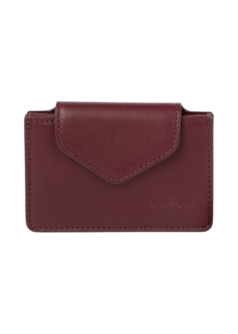 Portefeuille en cuir certifié | rouge "harmonica - dark cherry leather" - O My Bag