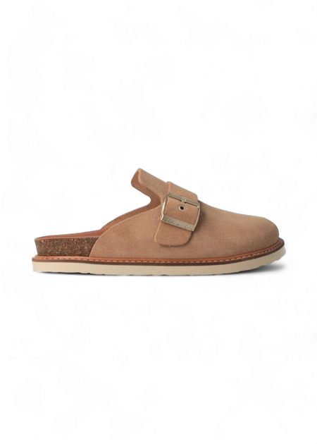 Sabots en cuir suède certifié | beige "izar velour almond" - Genuins