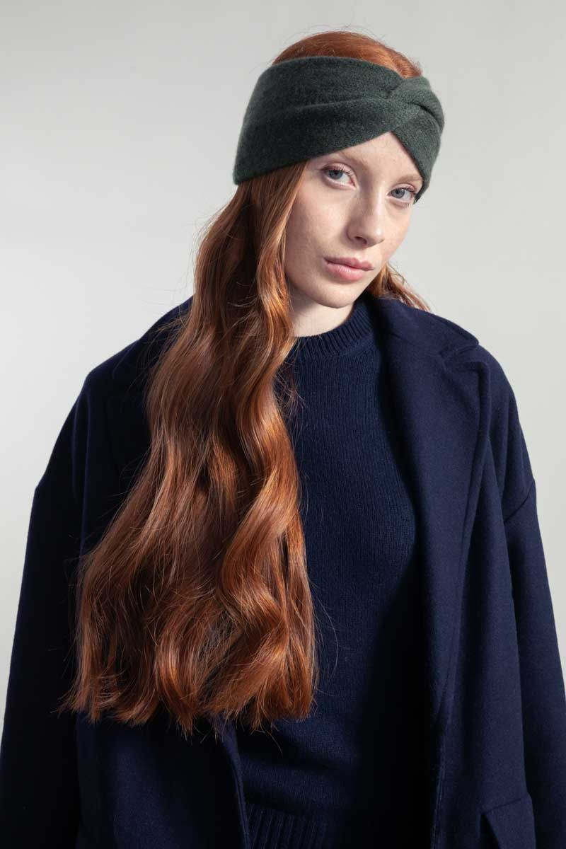 Bandeau en cachemire recyclé | vert "fascia nadia - verde foresta" - Rifò