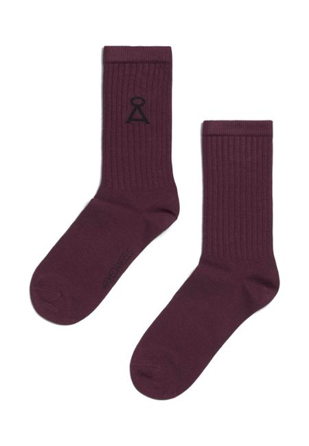 Chaussettes bordeaux en coton bio et recyclé - saamu dark aubergine