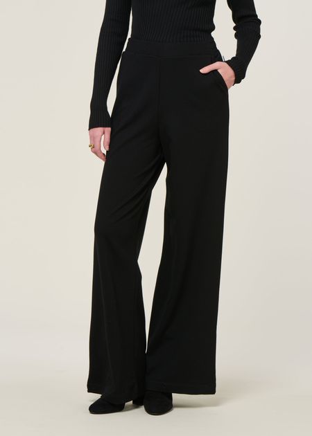 Pantalon noir jersey en ecovero et matière recyclée | noir "himaari black" - Armedangels