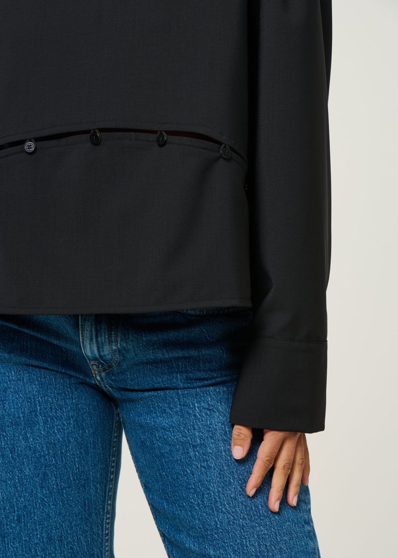 Blouse en laine froide certifiée | black "marion blouse - black" - Thinking Mu