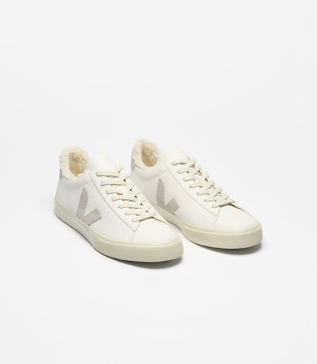 Baskets en cuir | beige et gris "campo winter - extra-white_light-grey" - Veja