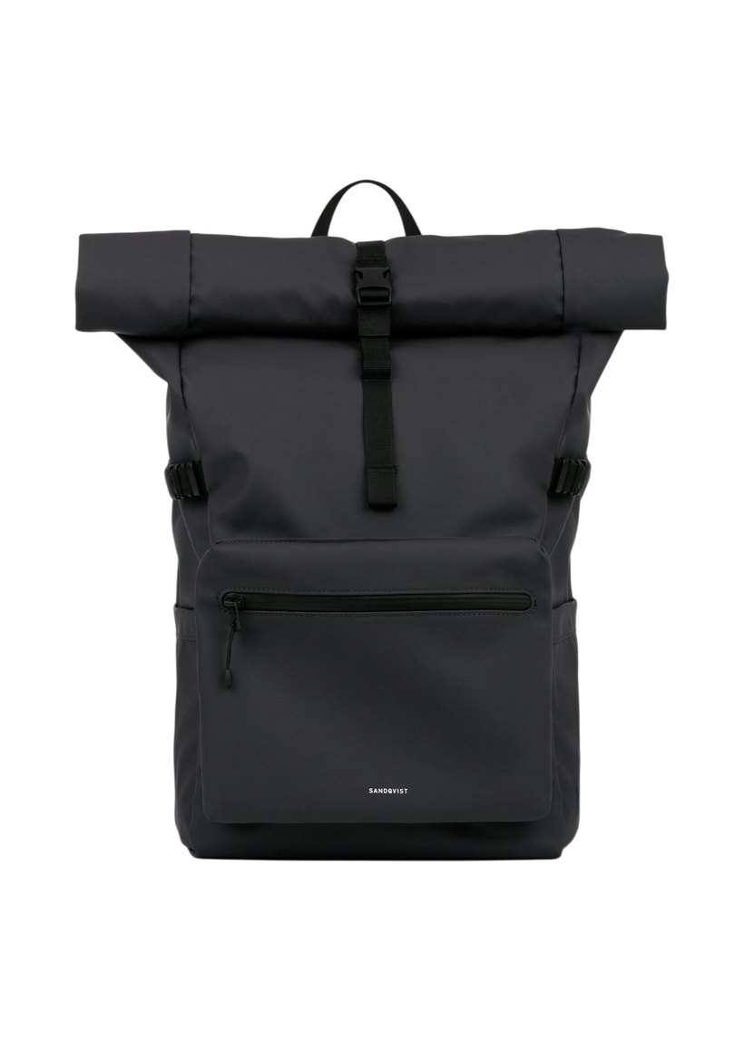 Sac à dos 34l en matière recyclée | noir "stream rolltop backpack l - black" - Sandqvist