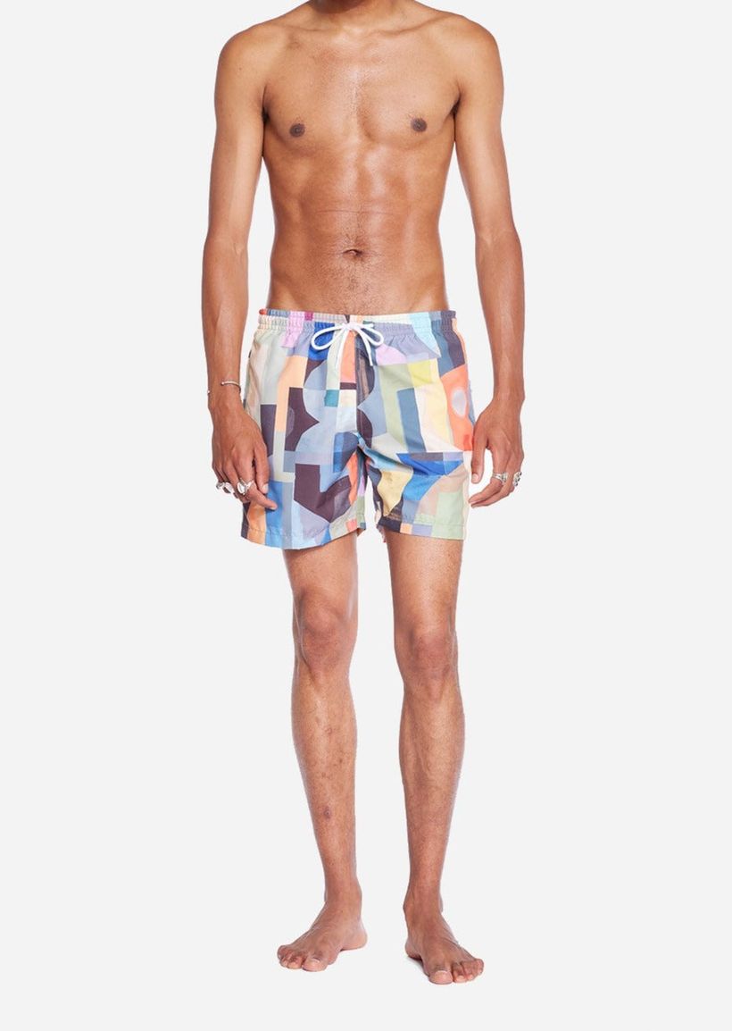 Short de bain en matières recyclées | multicolore "abstract pattern" - Olow