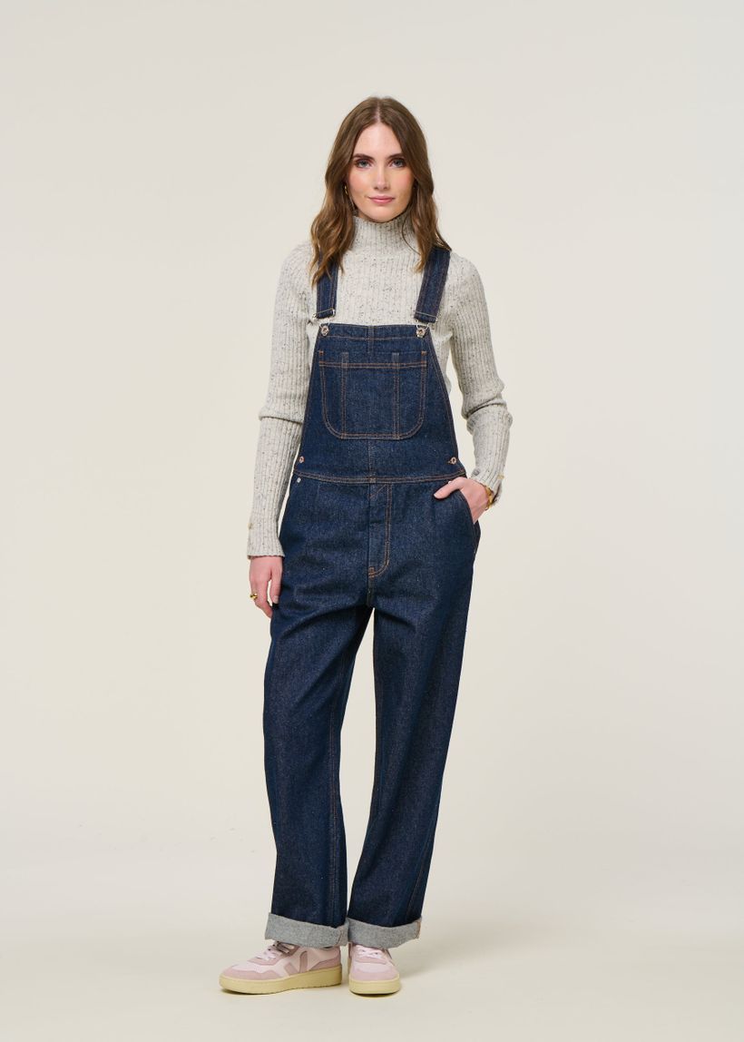 Salopette jean en coton bio | bleu "jonna dungaree - deep blue" - Kuyichi