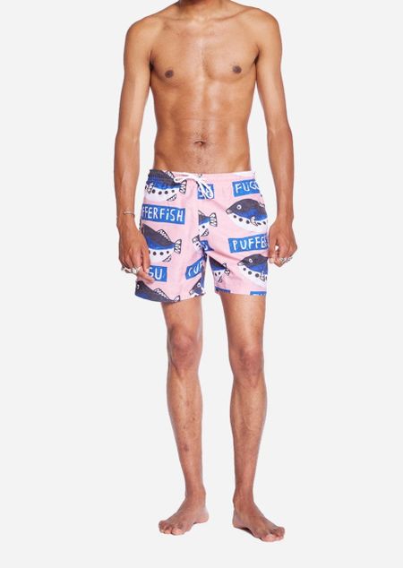 Short de bain en matières recyclées | rose "eugo pattern" - Olow