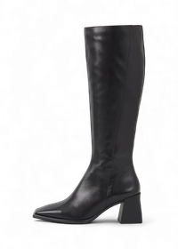 Bottes hautes en cuir certifié | noir "hedda - black"
