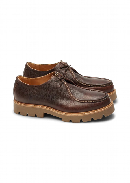 Derbies en cuir certifié | marron "gontran - pull-up grainé marron" - Odaje ex M.Moustache