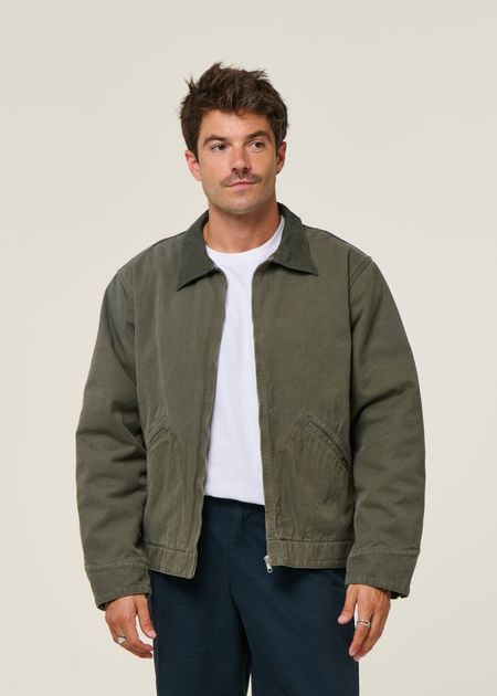 Veste en coton bio | vert "blake zip jacket duck canvas" - Nudie Jeans