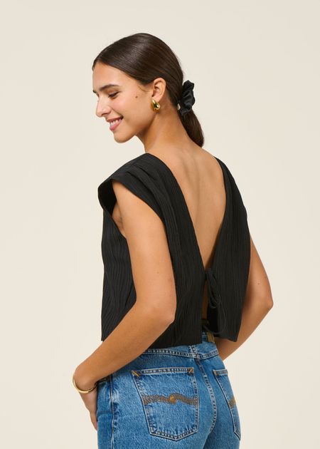 Top réversible en tencel | noir "stroget - black" - Jan'n June