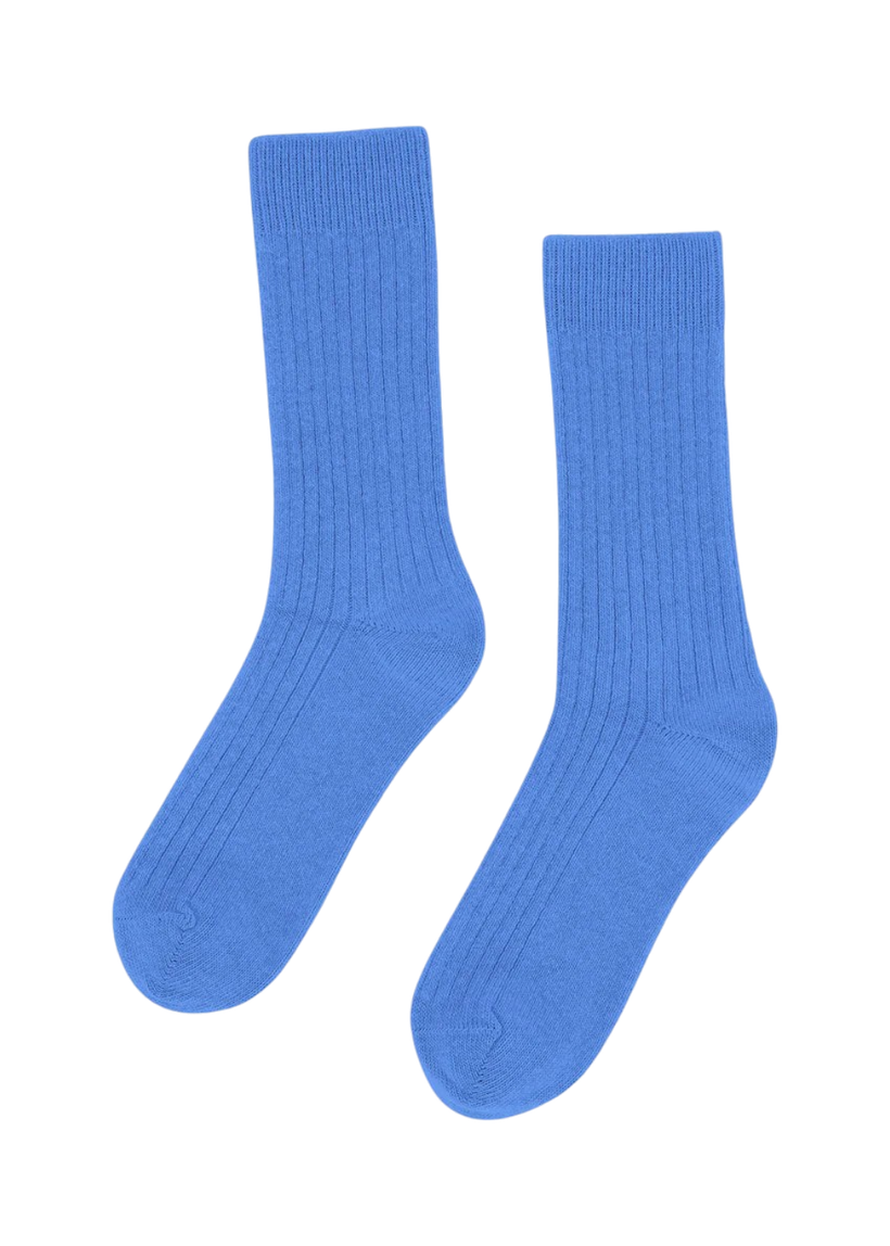 Chaussettes en laine mérinos recyclée | bleu "pacific blue" - Colorful Standard
