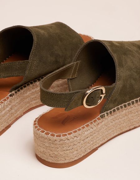 Espadrilles plateforme en cuir certifié | vert "espadrilles maya - suède sapin" - Odaje ex M.Moustache