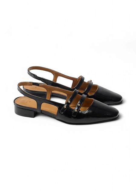 Sandales en cuir certifié | noir "soli - cuir plissé noir"