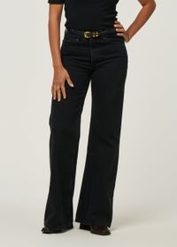 Jean évasé en coton bio et recyclé | noir "jane - holo black used"