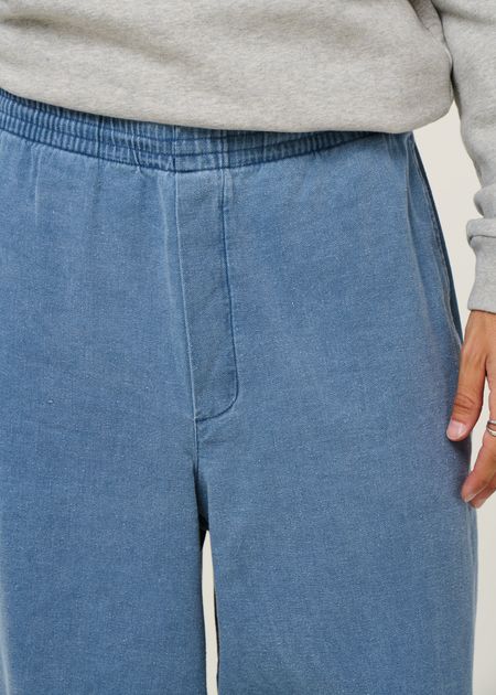 Pantalon large en coton bio | bleu "denim wide pant recycled cotton - washed denim" - Rotholz