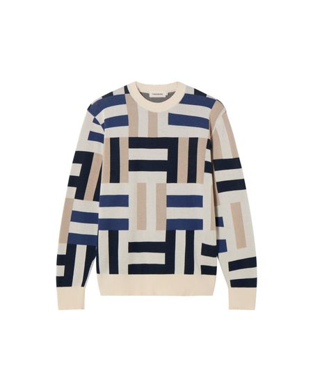 Pull en coton biologique | multicolore "field navy khem knit sweater - multicolor" - Thinking Mu