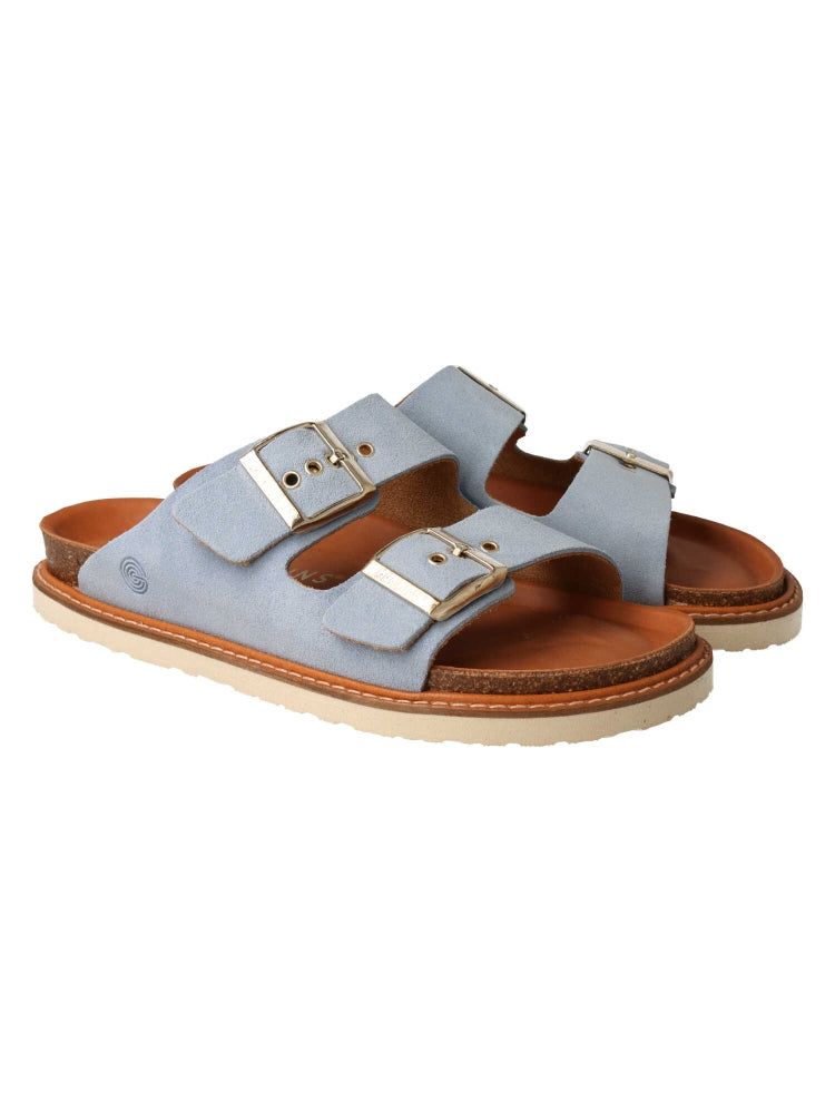 Sandales en cuir suède certifié | bleu ciel "hawaii velour sky" - Genuins