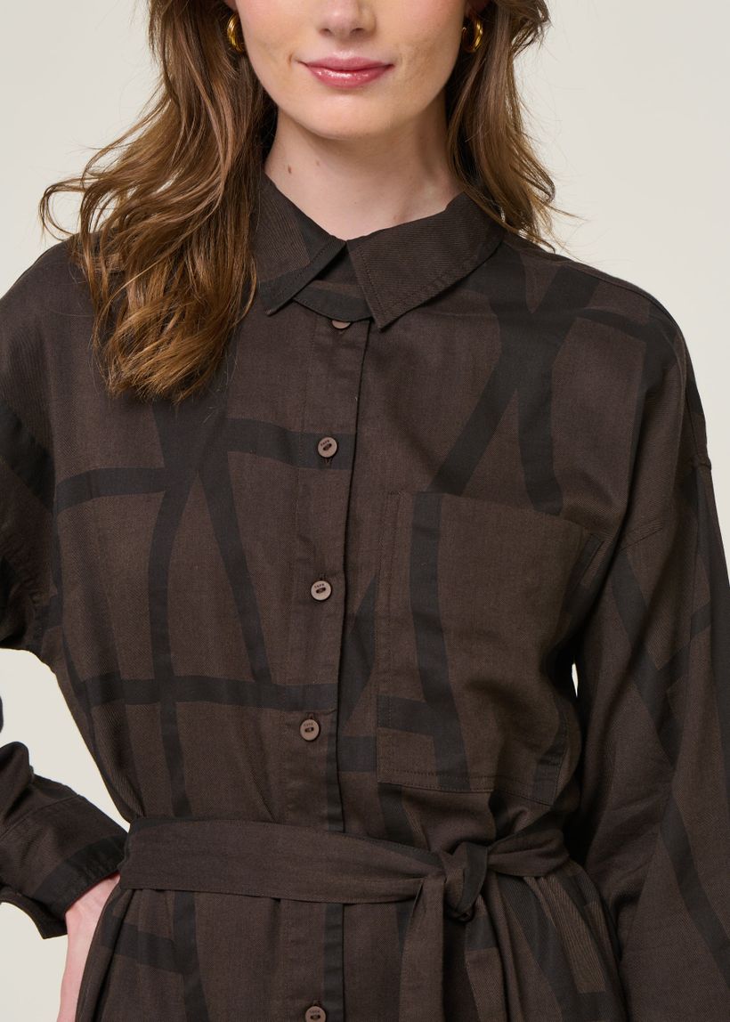 Robe en coton bio et ecovero | marron "izua - kintsugi" - SKFK