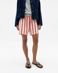 Short en coton bio | rayé "red maxi stripes geranio shorts - red"
