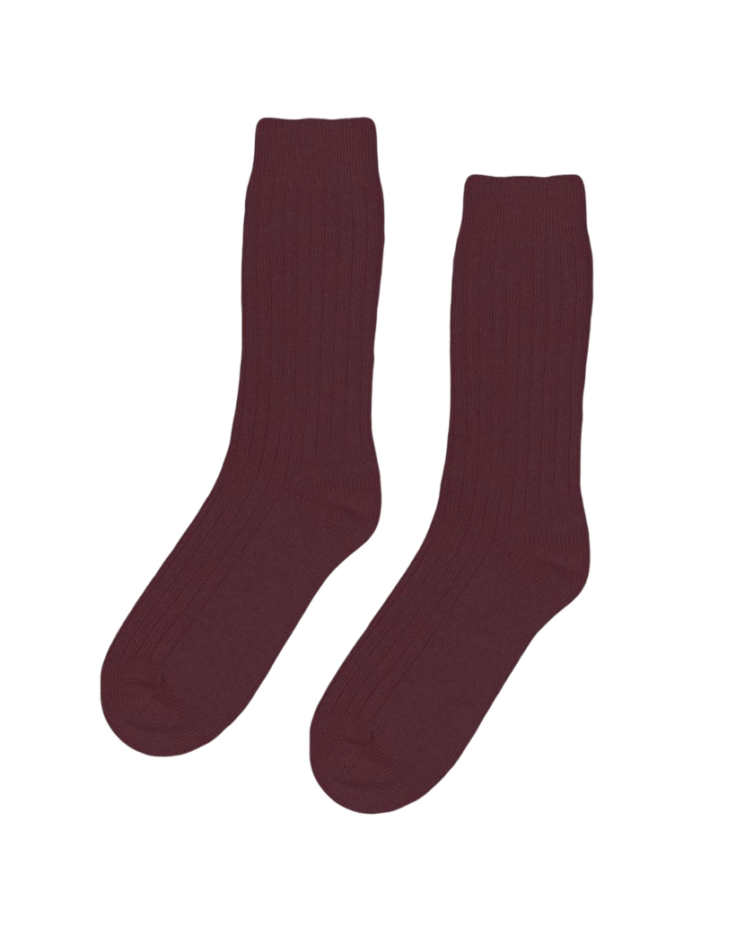 Chaussettes en laine mérinos recyclée | bordeaux "oxblood red" - Colorful Standard