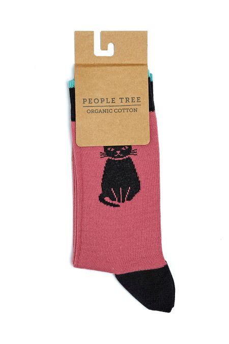 Chaussettes hautes à motifs chats en coton bio