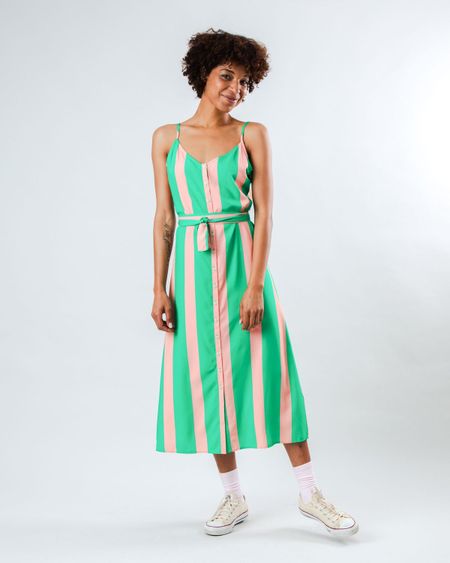 Robe en viscose ecovero | vert "color block strap dress green"