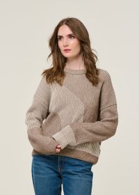 Pull en laine et coton bio | beige "mayraa vanise - camel melange-oatmilk"