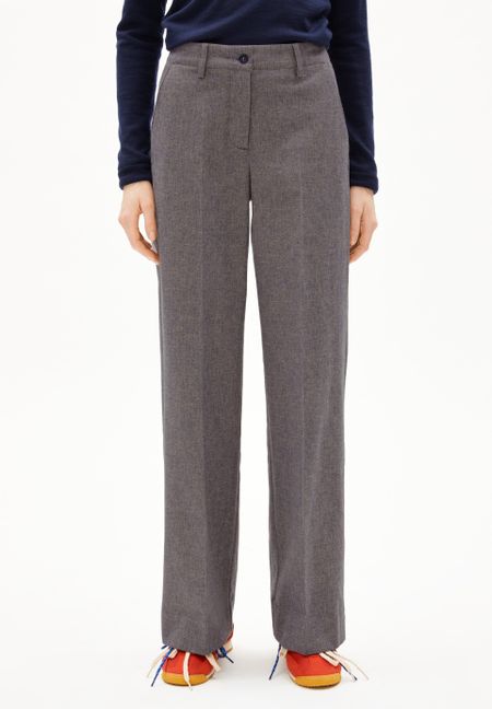 Pantalon droit flanelle en coton bio | gris/marine "leandraa handaas - pure-tinted navy"