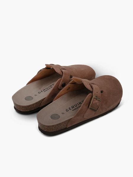 Sabots en cuir certifié | marron "riva velour terra" - Genuins