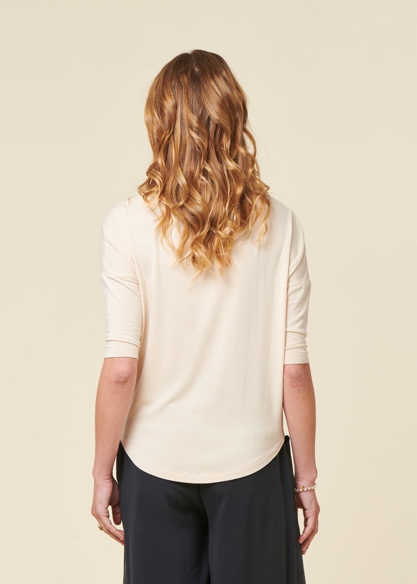 T-shirt manches 3/4 en modal | beige "zur-3 t-shirt" - SKFK