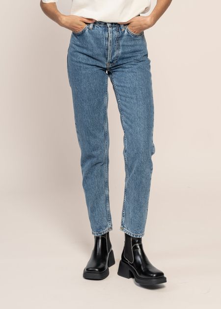 Jean mom en coton bio | bleu "breezy britt casual blue"