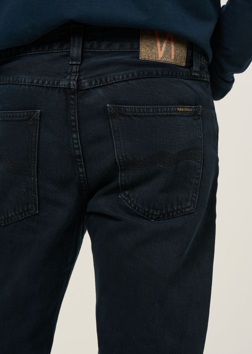 Jean droit en coton bio | noir "gritty jackson black forest" - Nudie Jeans