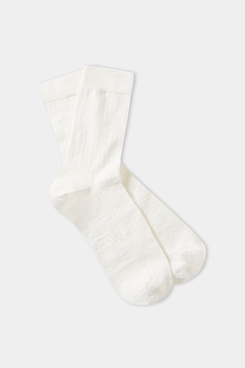 Chaussettes en lin et coton bio | blanc "linen socks white" - About Companions