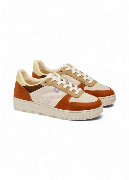 Baskets en cuir certifié | multicolor "baskets basses maxence f - brique-écru-beige" - Odaje ex M.Moustache