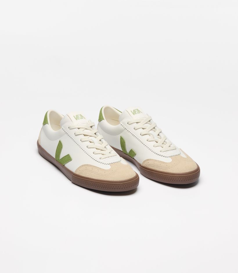 Baskets en cuir | multicolor "volley - white_kiwi_bark" - Veja