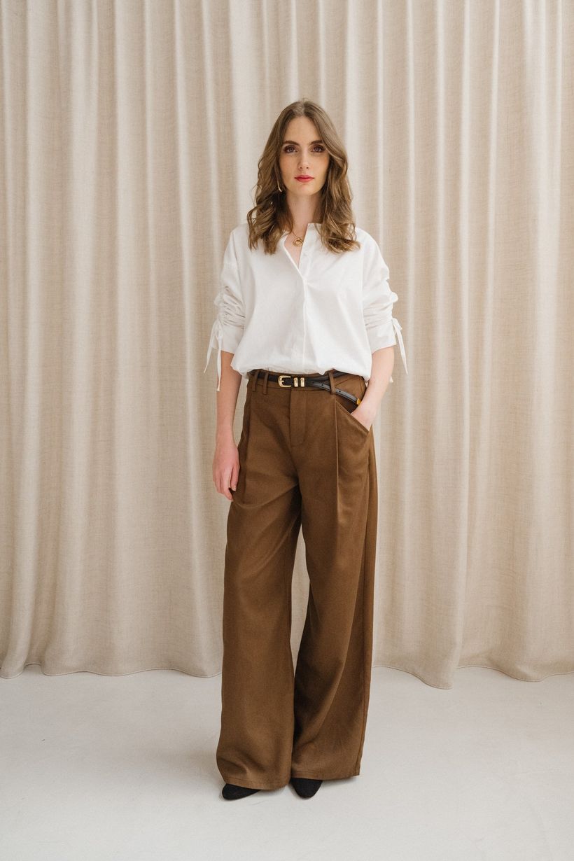 Pantalon ample en tencel | marron "oak molly pants - brown" - Thinking Mu