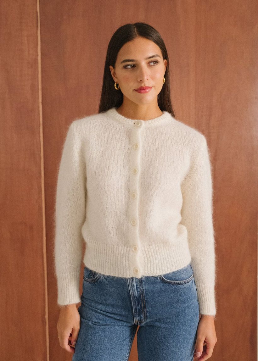 Gilet en mohair certifié | écru "grace" - Bonjour Demain