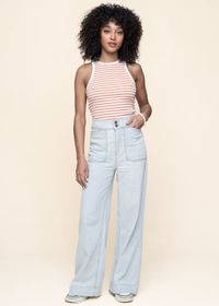 Jean evasé en coton bio et lyocell | bleu clair "farrah worker super light"